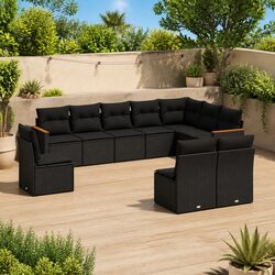 Garden Sofa Set 10 Piece Outdoor Furniture Patio Lounge Black Modular Sectional