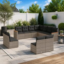 Garden Sofa Set 11 Piece Outdoor Furniture Patio Seating Grey Cushions Modular
