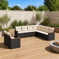 Garden Sofa Set 9 Piece Outdoor Furniture Black Modular Patio Sectional with