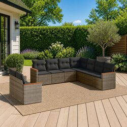 Garden Sofa Set 9 Piece Outdoor Furniture Patio Grey Poly Rattan Modular Lounge