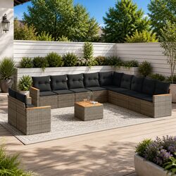 Garden Sofa Set 12 Piece Outdoor Furniture Patio Grey Poly Rattan Modular