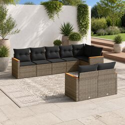 Garden Sofa Set 8 Piece Outdoor Furniture Grey Poly Rattan Modular Patio Lounge