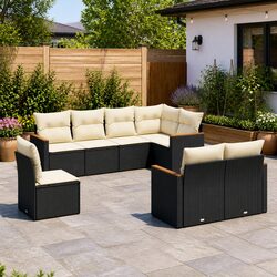 Garden Sofa Set 8 Piece Outdoor Furniture Patio Seating Black with Cushions