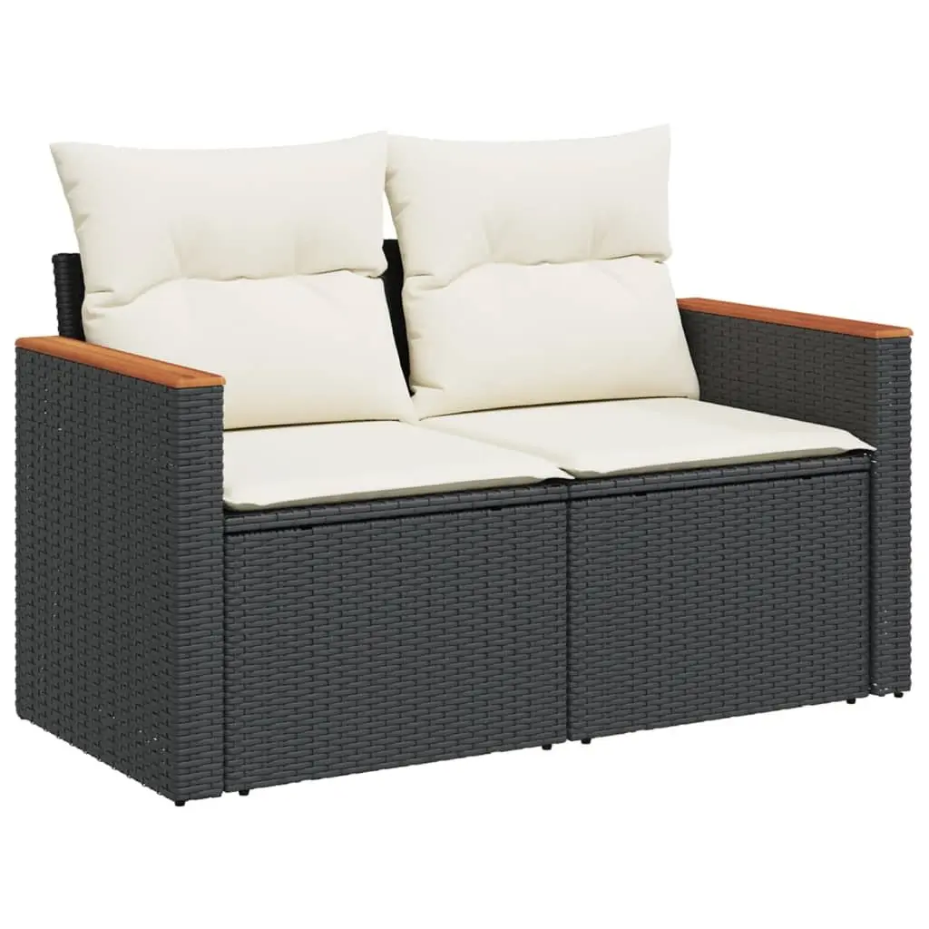 Garden Sofa Set Modular 6 Piece Outdoor Furniture Black PE Rattan