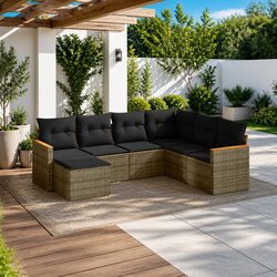 Garden Sofa Set 7 Piece Outdoor Furniture Patio Seating Grey with Cushions