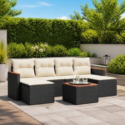 7 Piece Garden Sofa Set Poly Rattan Outdoor Furniture Patio Lounge with Cushions