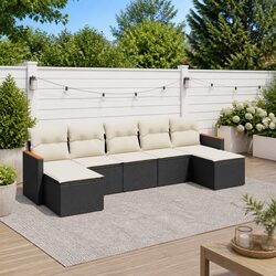 Garden Sofa Set 7 Piece Outdoor Furniture Patio Seating Black with Cushions