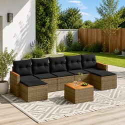 Garden Sofa Set 8 Piece Outdoor Furniture Patio Seating Grey Poly Rattan Modular