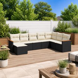 Garden Sofa Set 8 Piece Outdoor Patio Furniture with Cushions Black Modular