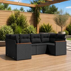Garden Sofa Set 6 Piece Outdoor Patio Furniture Modular Sectional with Cushions