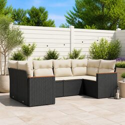 Garden Sofa Set 6 Piece Outdoor Furniture Patio Seating with Cushions Black