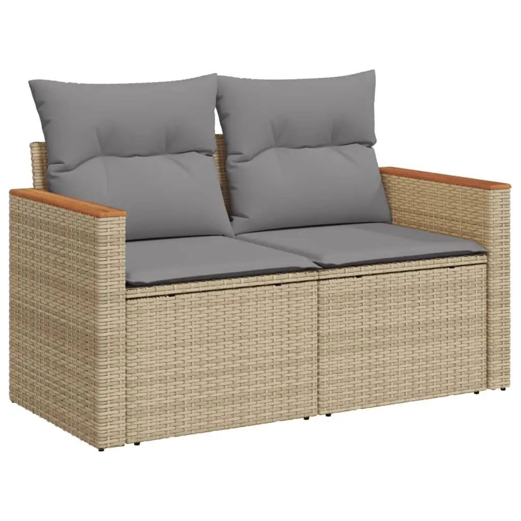 7 Piece Outdoor Garden Sofa Set Beige Patio Furniture Sectional with Cushions