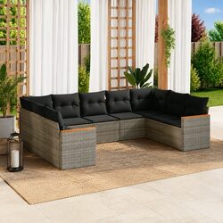 Garden Sofa Set 9 Piece Outdoor Furniture Patio Lounge Grey Modular Seating