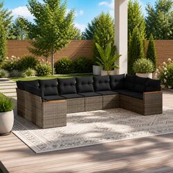Garden Sofa Set 10 Piece Outdoor Furniture Grey Modular Patio Seating with