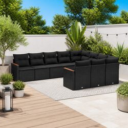 Garden Sofa Set 10 Piece Outdoor Furniture Patio Lounge Modular Black