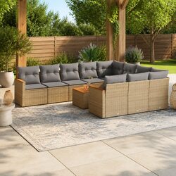 Garden Sofa Set 11 Piece Outdoor Furniture Patio Seating Beige Modular with