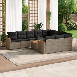 Garden Sofa Set 11 Piece Outdoor Furniture Grey Poly Rattan Patio Lounge Seating