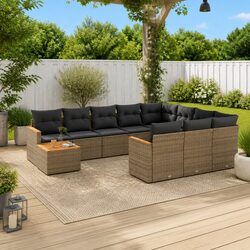 Garden Sofa Set 11 Piece Grey Poly Rattan Outdoor Furniture Patio Lounge Seating