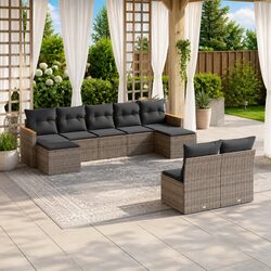 Garden Sofa Set 9 Piece Outdoor Patio Furniture Grey Rattan Modular with