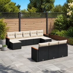 Garden Sofa Set 10 Piece Outdoor Furniture Patio Seating with Cushions Black