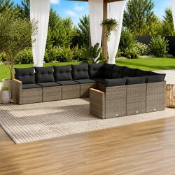 Garden Sofa Set 11 Piece Outdoor Furniture Patio Grey Modular Seating with