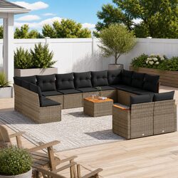 Garden Sofa Set 13 Piece Outdoor Furniture Grey Rattan Patio Seating Modular