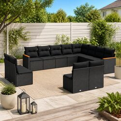 Garden Sofa Set 12 Piece Outdoor Furniture Patio Sectional Black Modular