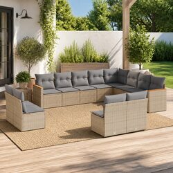 Garden Sofa Set 12 Piece Outdoor Furniture Patio Beige Modular Lounge Suite