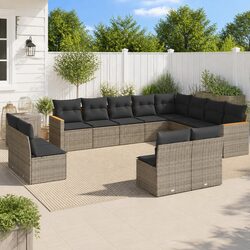 Garden Sofa Set 12 Piece Outdoor Furniture Modular Patio Sectional Grey