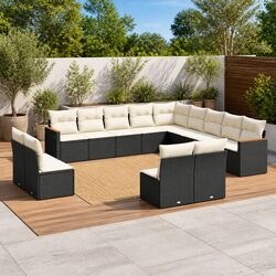 Garden Sofa Set 13 Piece Outdoor Patio Furniture Black Modular Lounge Seating