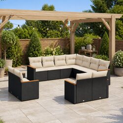 Garden Sofa Set 11 Piece Outdoor Furniture Patio Lounge Modular Black