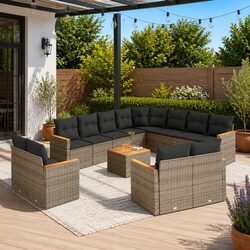 Garden Sofa Set 13 Piece Outdoor Furniture Grey Poly Rattan Patio Seating