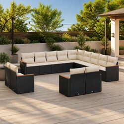 Garden Sofa Set 13 Piece Outdoor Furniture Patio Black Modular with Cushions