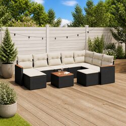 Garden Sofa Set 10 Piece Outdoor Patio Furniture Rattan Black Modular Seating