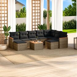 Garden Sofa Set 10 Piece Outdoor Furniture Grey Poly Rattan Patio Lounge Modular