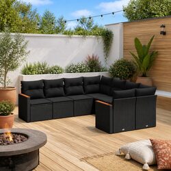 Garden Sofa Set 8 Piece Outdoor Furniture Modular Patio Seating with Cushions