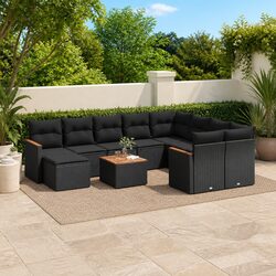 Outdoor Garden Sofa Set 11 Piece Black Poly Rattan Furniture Patio Lounge