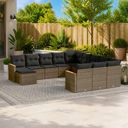 Garden Sofa Set 12 Piece Outdoor Furniture Patio Lounge Grey Modular Seating