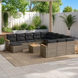 Garden Sofa Set 13 Pieces Grey Poly Rattan Outdoor Furniture Patio Lounge