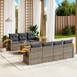 8 Piece Garden Sofa Set Outdoor Furniture Patio Conversation Grey with Cushions