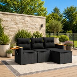 4 Piece Garden Sofa Set Outdoor Furniture Patio Conversation Sectional Black