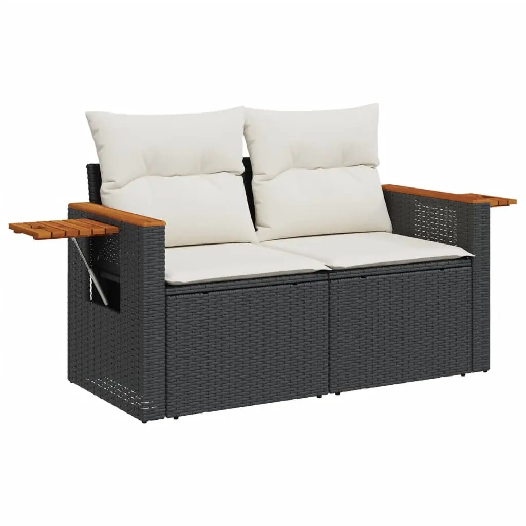 5 Piece Garden Sofa Set Outdoor Patio Furniture with Cushions Black Poly Rattan