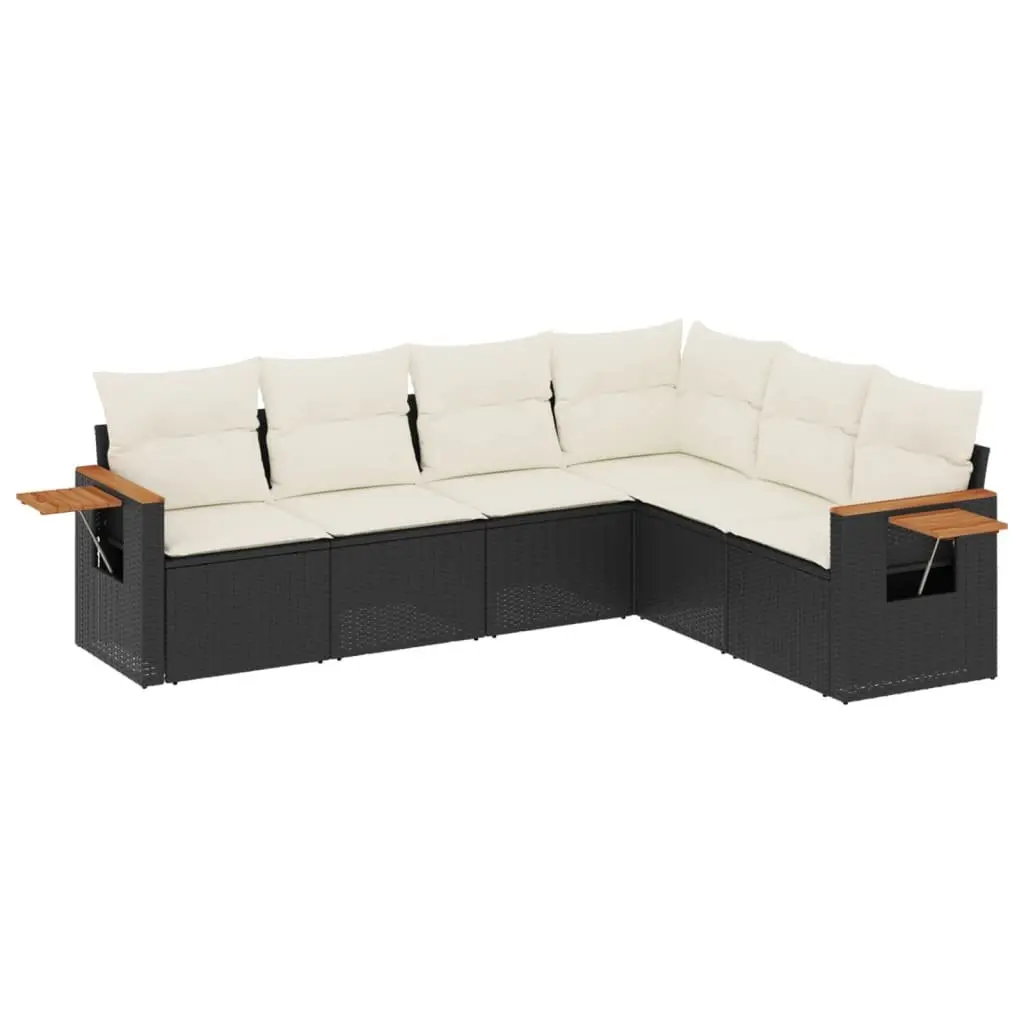 6 Piece Garden Sofa Set with Cushions Black Outdoor Patio Furniture Modular