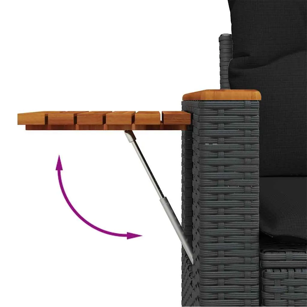 7 Piece Garden Sofa Set Black Poly Rattan Outdoor Furniture Patio Cushions