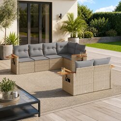 Outdoor Garden Sofa Set 7 Piece Poly Rattan Modular Patio Furniture with