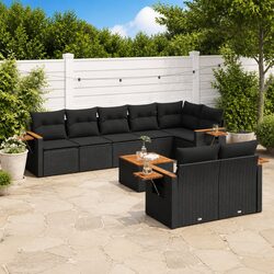 Garden Sofa Set 9 Piece Outdoor Furniture Patio Seating Black with Cushions