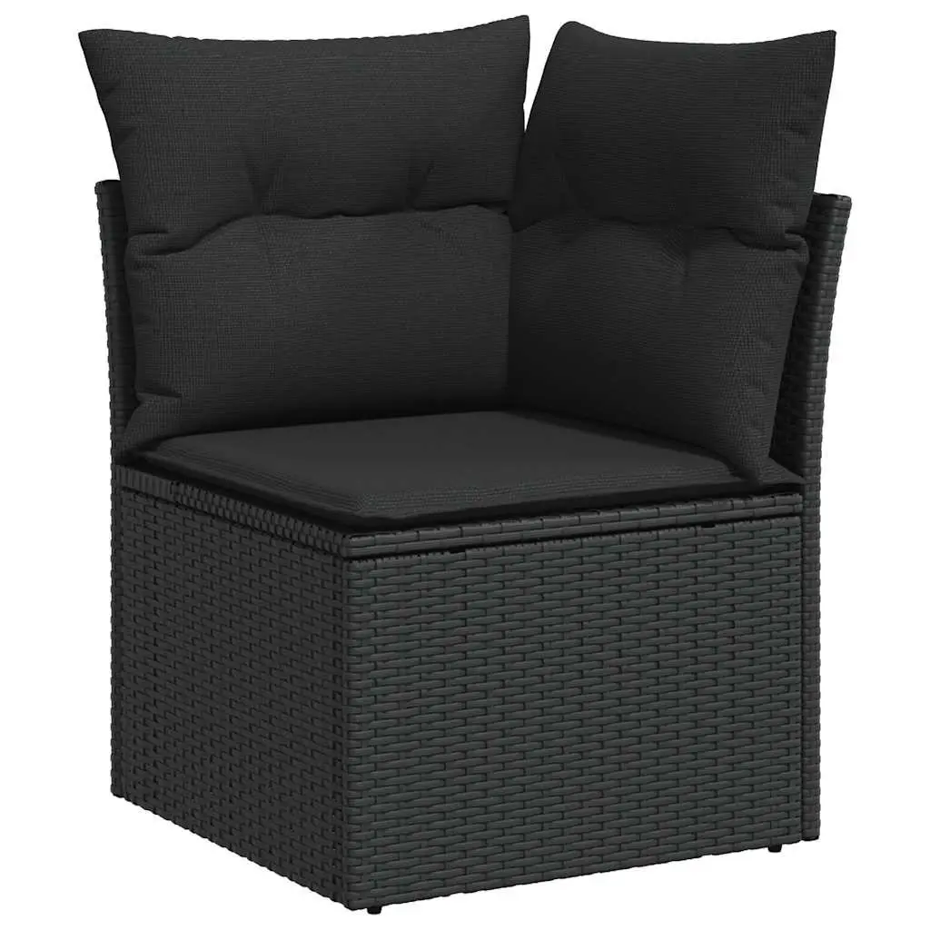 7 Piece Garden Sofa Set with Cushions Black Outdoor Patio Furniture Modular