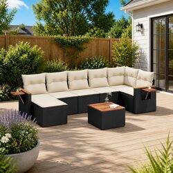 Garden Sofa Set 8 Piece Outdoor Furniture Patio Poly Rattan Black Modular