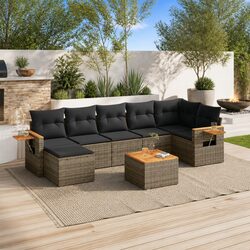 Garden Sofa Set 8 Piece Grey Outdoor Furniture Patio Rattan Modular with