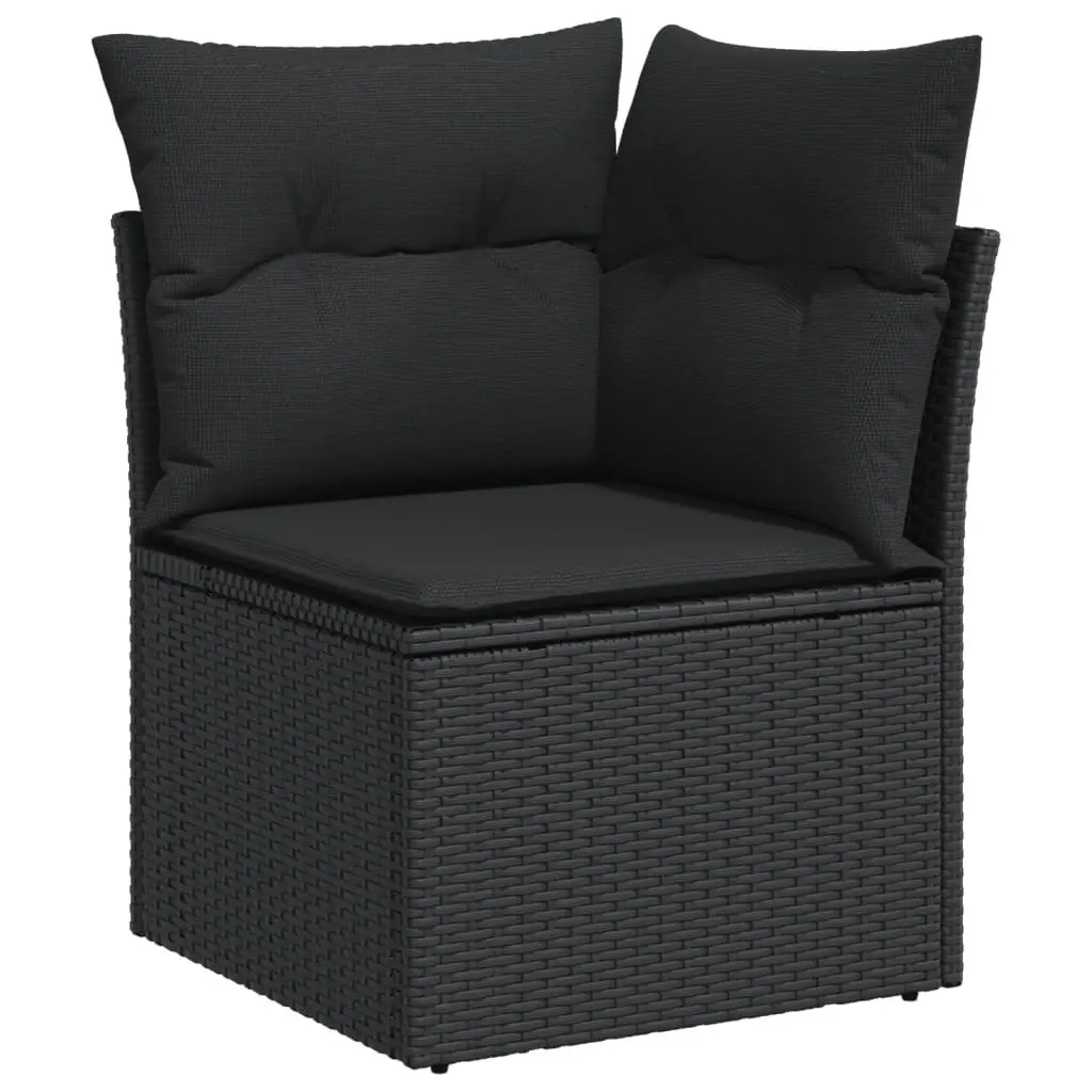 7 Piece Outdoor Garden Sofa Set Black Poly Rattan Modular Patio Furniture with